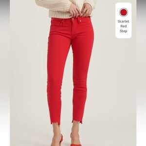Red low rise skinny jeans